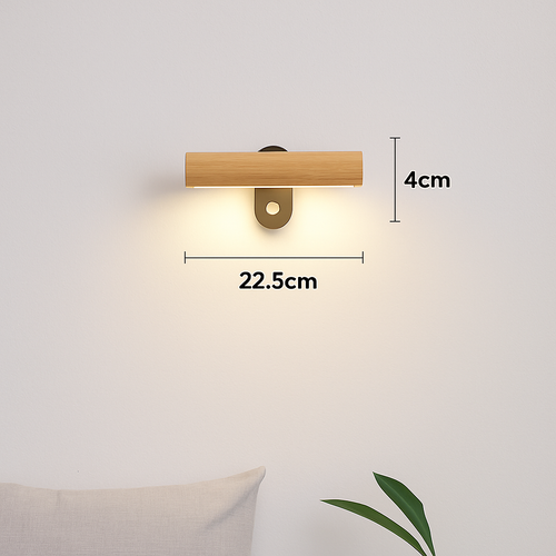 applique murale rotative minimaliste en bois avec interrupteur LED