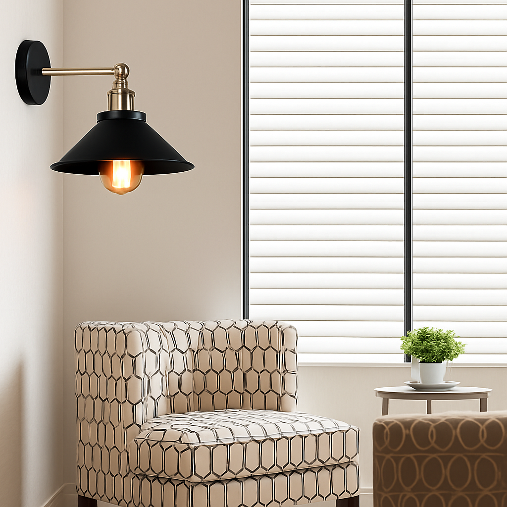 Applique murale vintage avec abat-jour conique Brenty