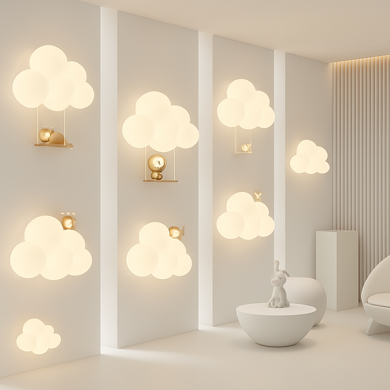 appliques murales led minimalistes singe lapin nuage pour enfants