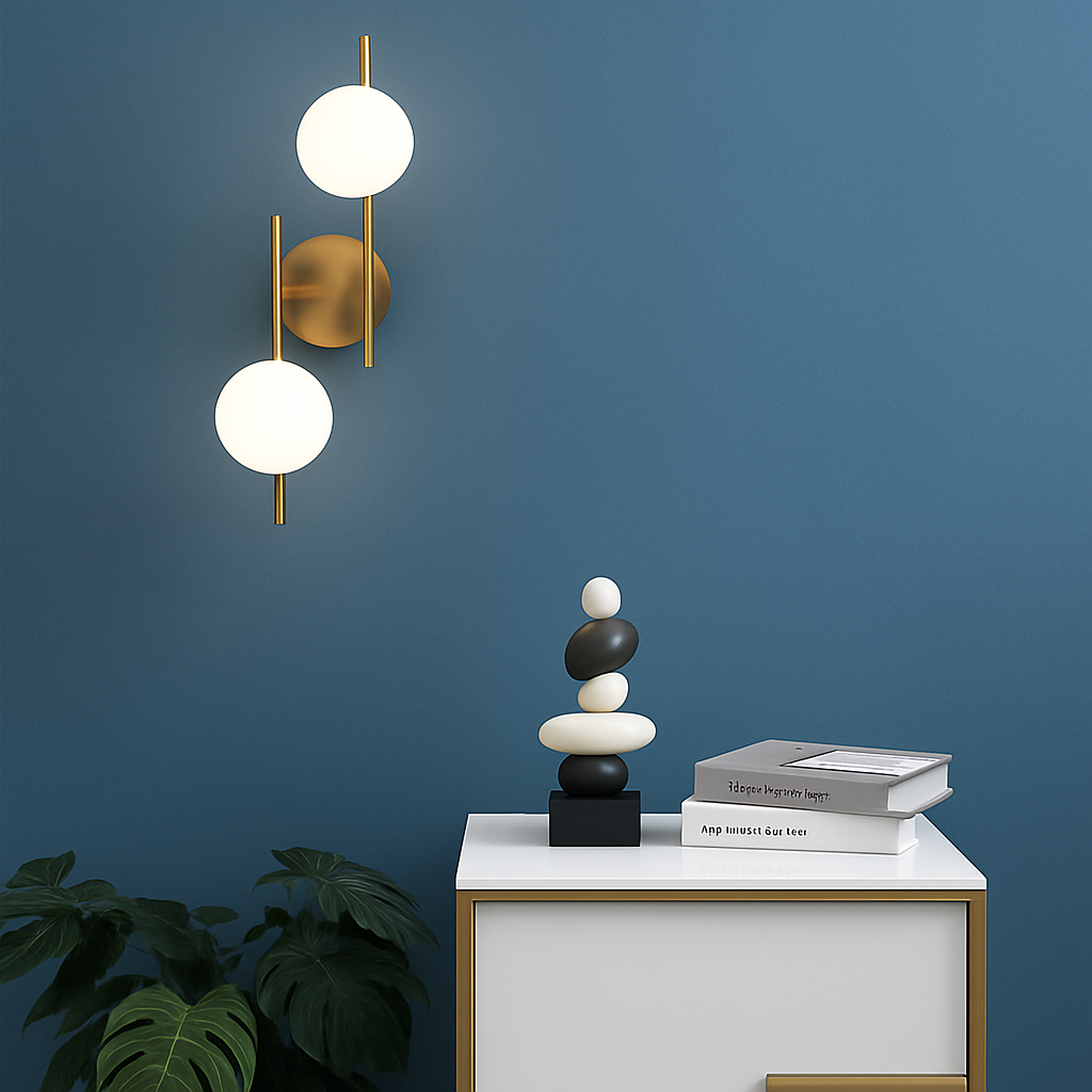 appliques murales modernes led avec boule ronde en verre laiteux - vue 4 sur 8