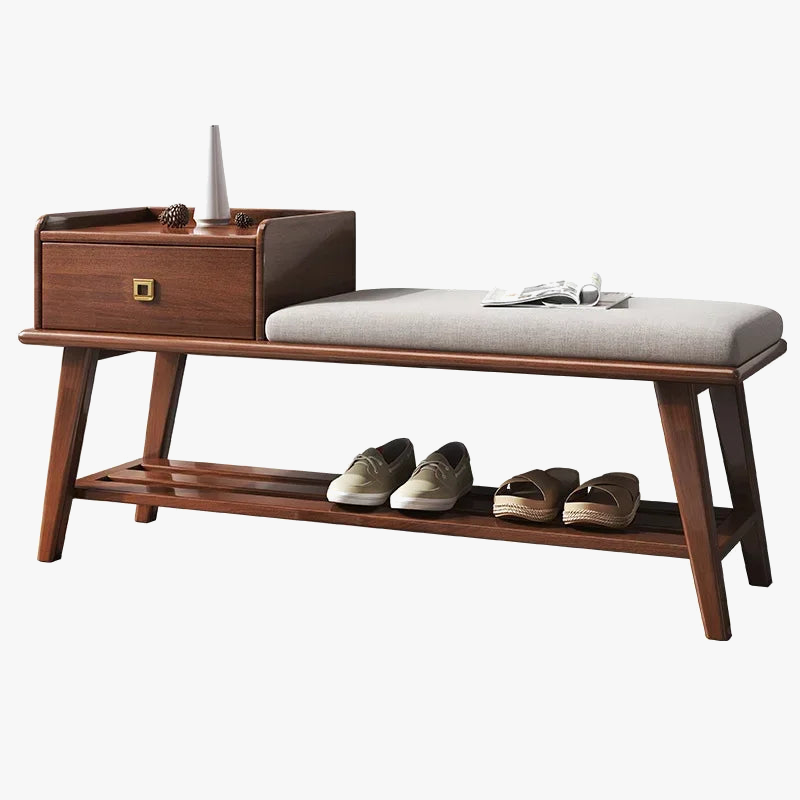armoire à chaussures en bois avec tiroirs et banc intégré