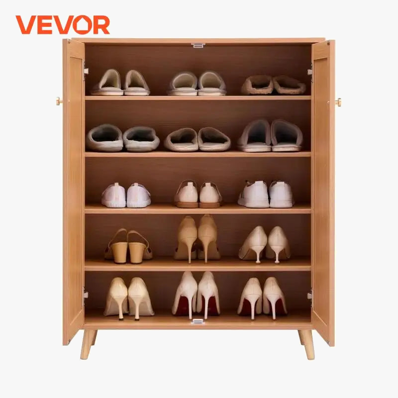 armoire de rangement à chaussures rotin 5 niveaux avec portes