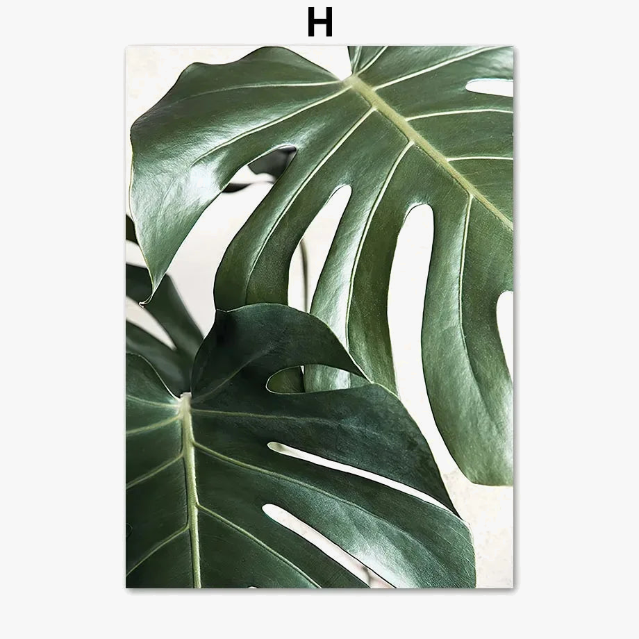 art mural sur toile avec feuilles de monstera décoratif intérieur