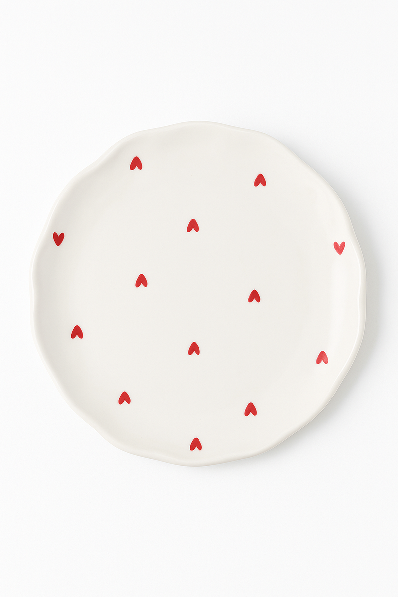 Assiette a gateau ceramique style coreen motif floral