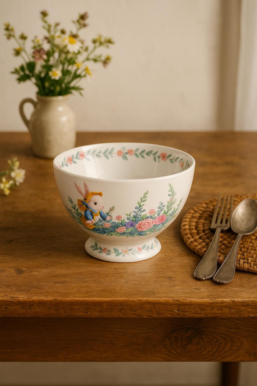 Assiette ceramique motif citrouille lapin style jardin - vue 3 sur 3