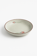 Assiette dessert japonaise ceramique motif floral peinte main