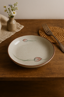 Assiette dessert japonaise ceramique motif floral peinte main