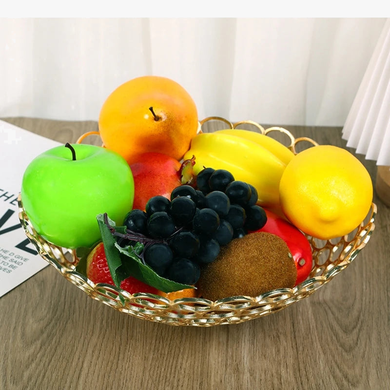 assiette à fruits en métal design géométrique pour décoration moderne