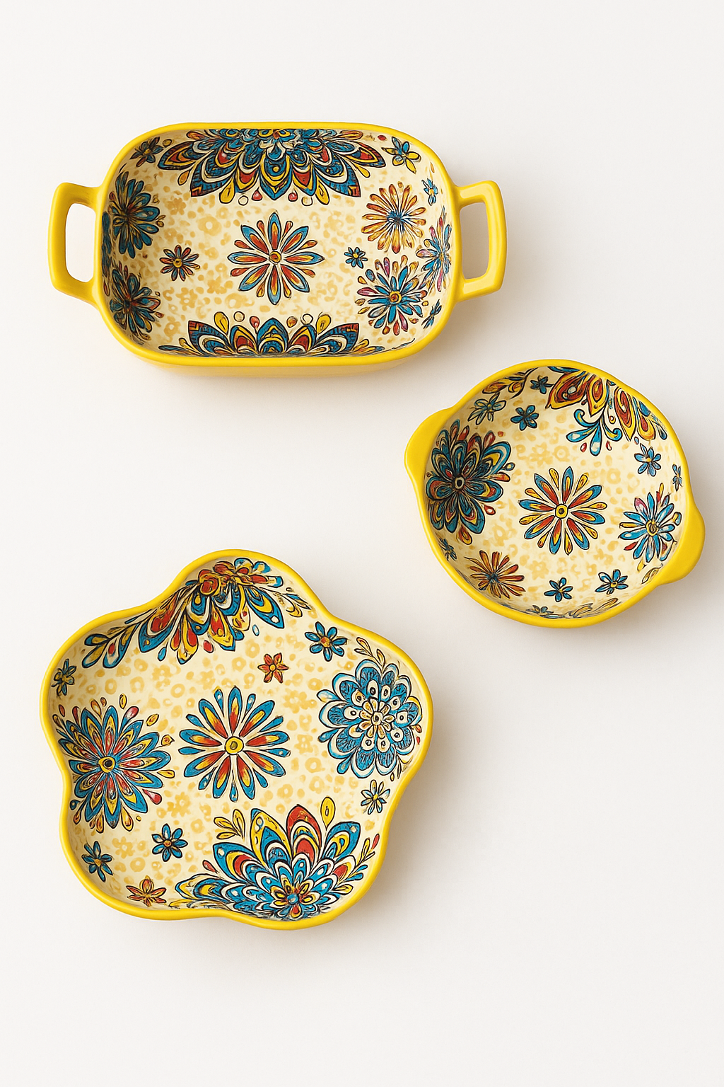 Assiette poisson ceramique style boheme double anse - vue 2 sur 3
