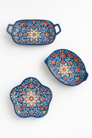 Assiette poisson ceramique style boheme double anse cuisine