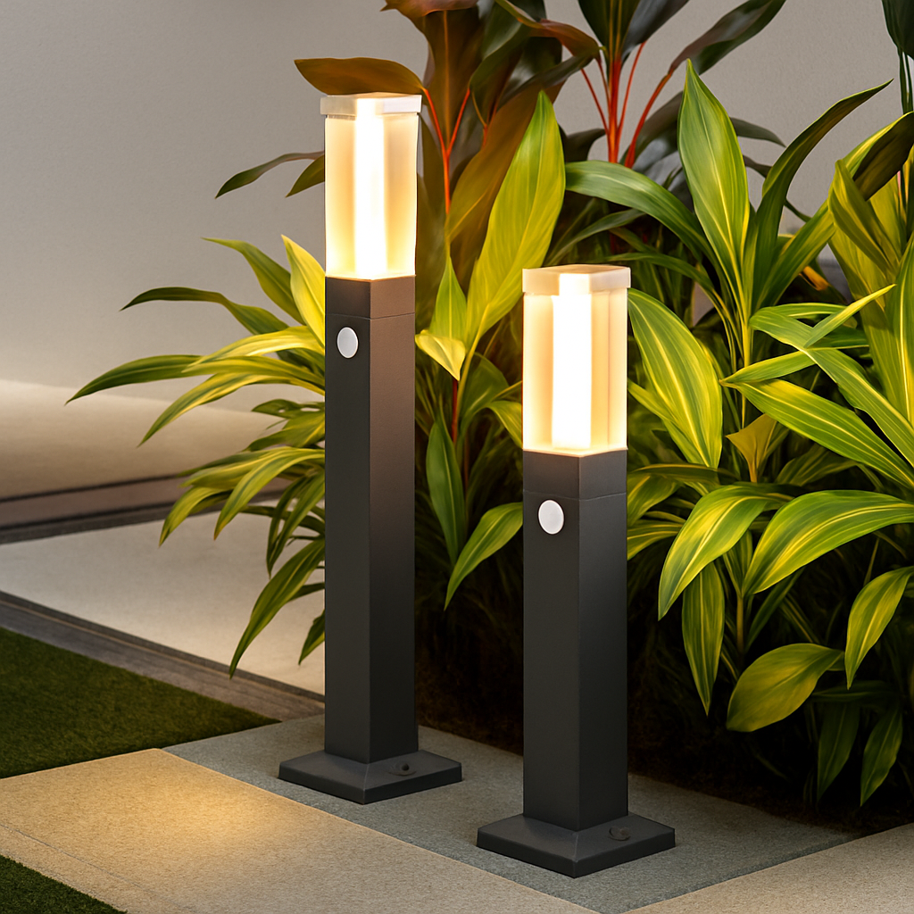bornes lumineuses led étanches avec détecteur de mouvement pour jardin extérieur - vue 2 sur 17