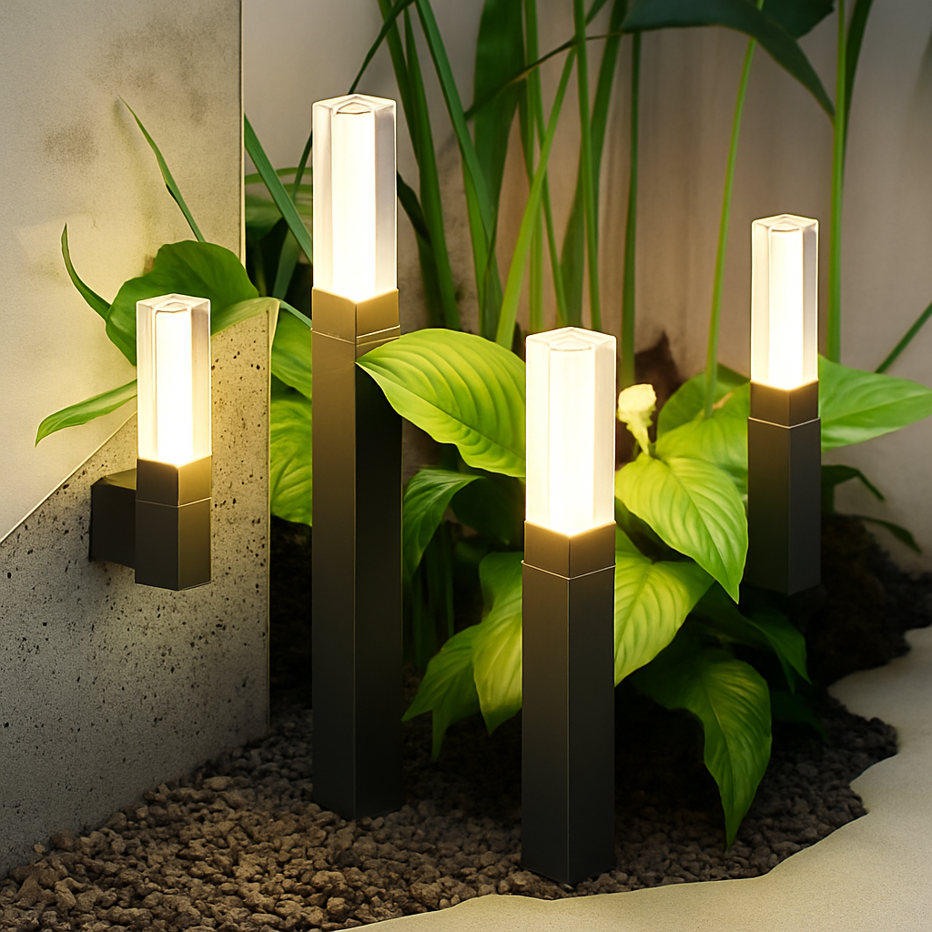 bornes lumineuses led étanches avec détecteur de mouvement pour jardin extérieur - vue 3 sur 17