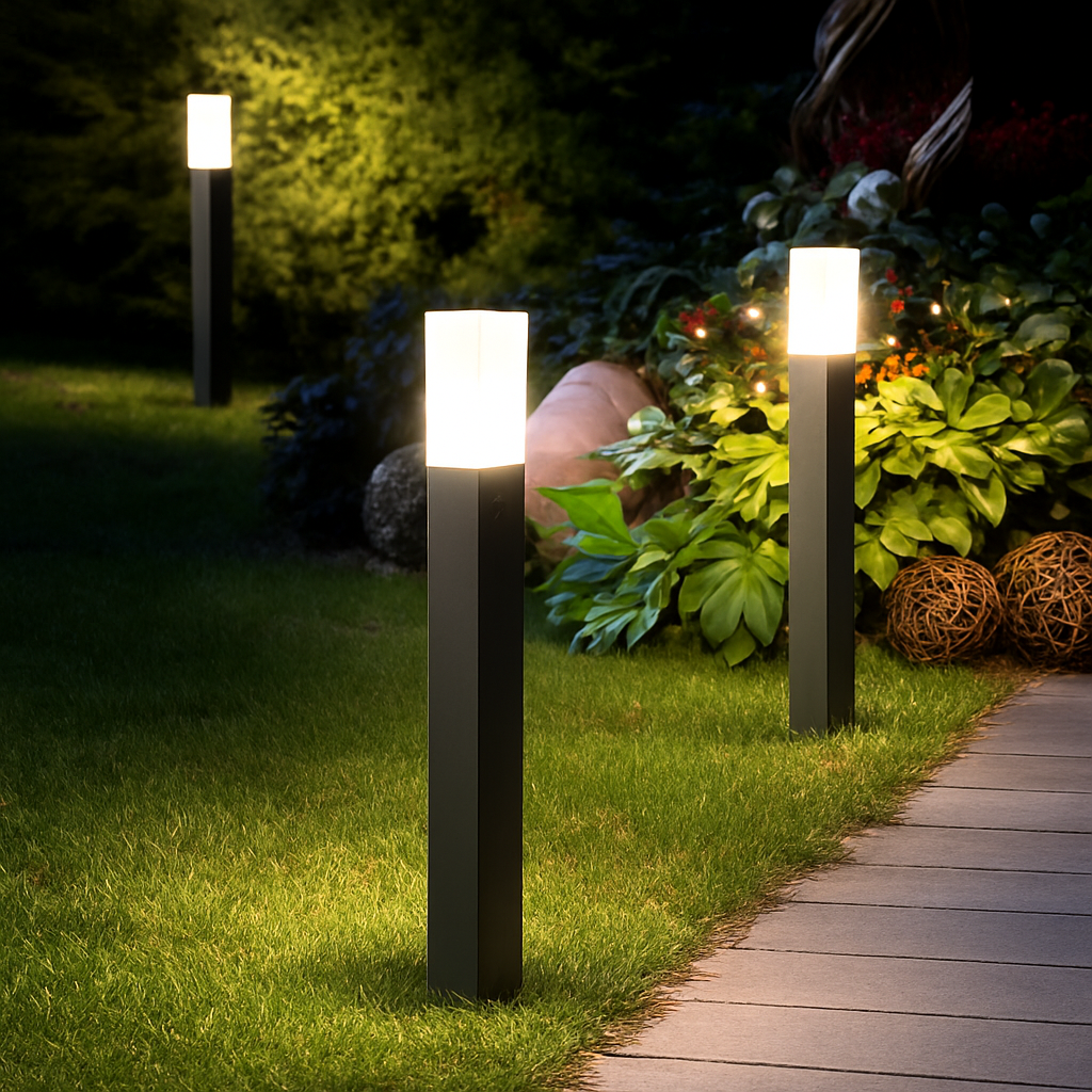 bornes lumineuses led étanches avec détecteur de mouvement pour jardin extérieur - vue 4 sur 17