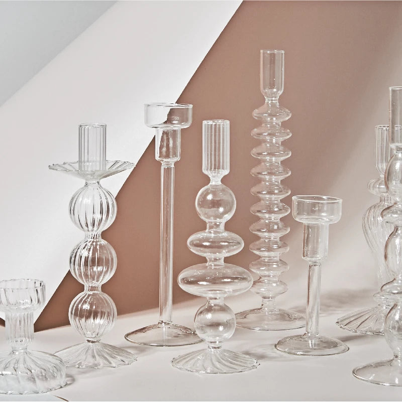 bougeoir en verre transparent décoration intérieure moderne nordique