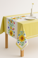 Chemin de table motifs tournesols papillons style champêtre