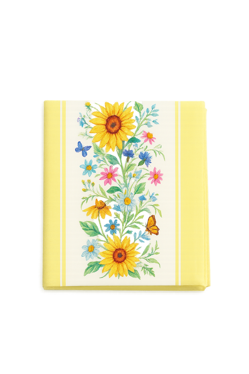 Chemin de table motifs tournesols papillons style champêtre
