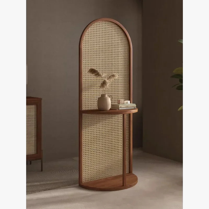 cloison de séparation en rotin japonais étagère mobile design moderne