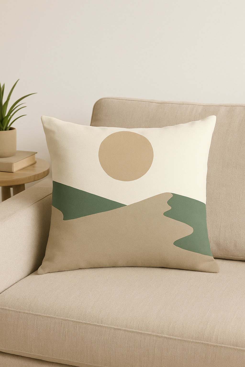 coussin avec motif plante verte pour décoration intérieure