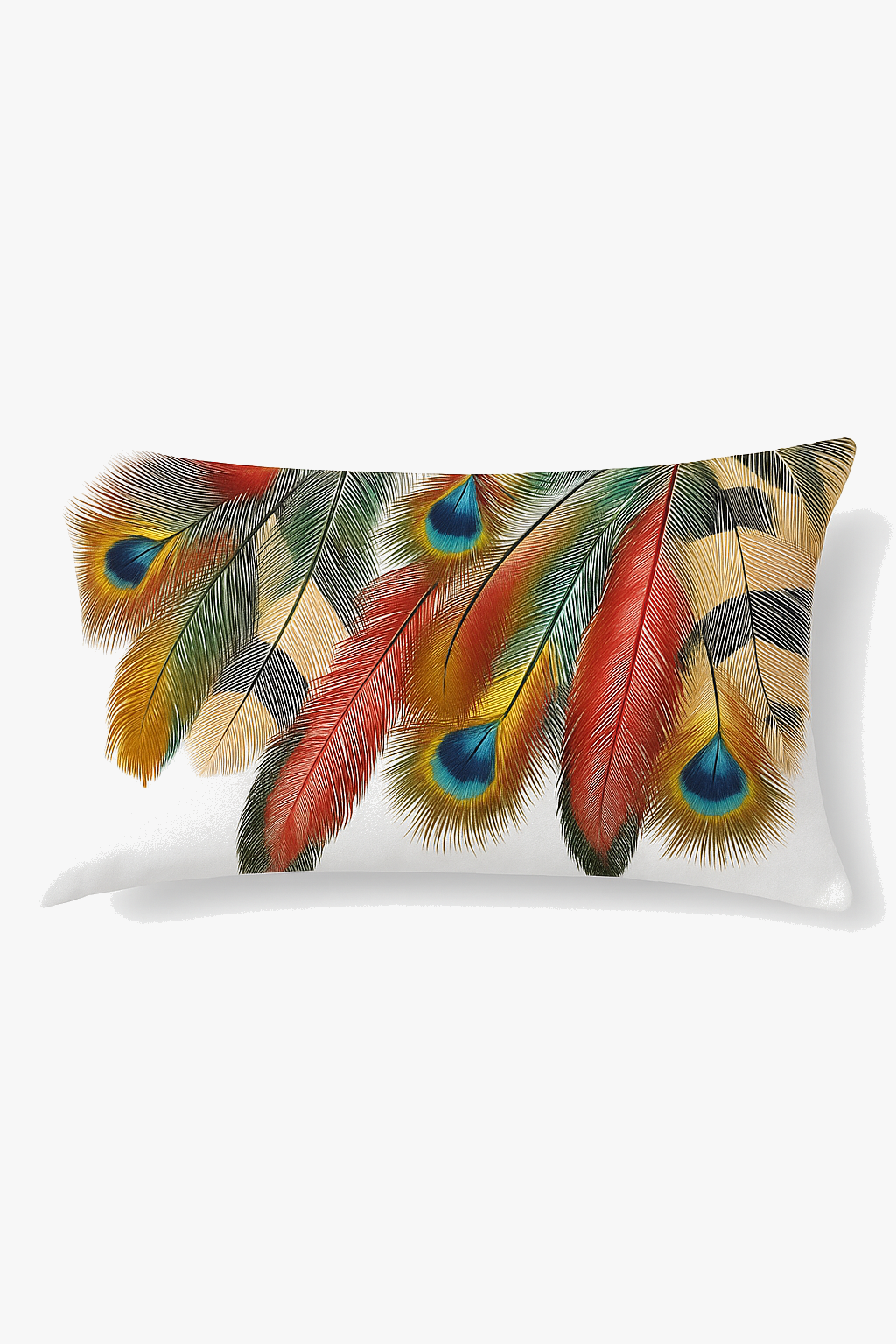 coussin décoratif rectangulaire imprimé plumes 30 x 50 cm