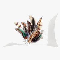 coussin décoratif rectangulaire motifs plumes 30 x 50 cm