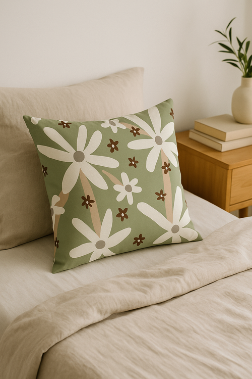 coussin décoratif à motif végétal vert pour canapé