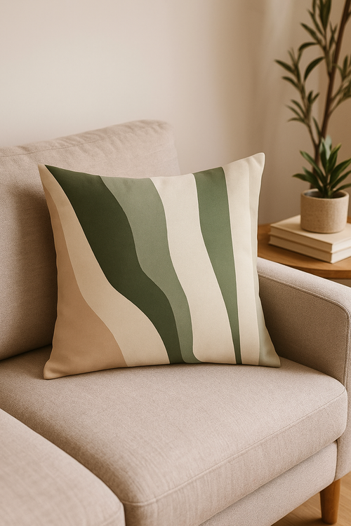 coussin décoratif à motif végétal vert pour un intérieur apaisant