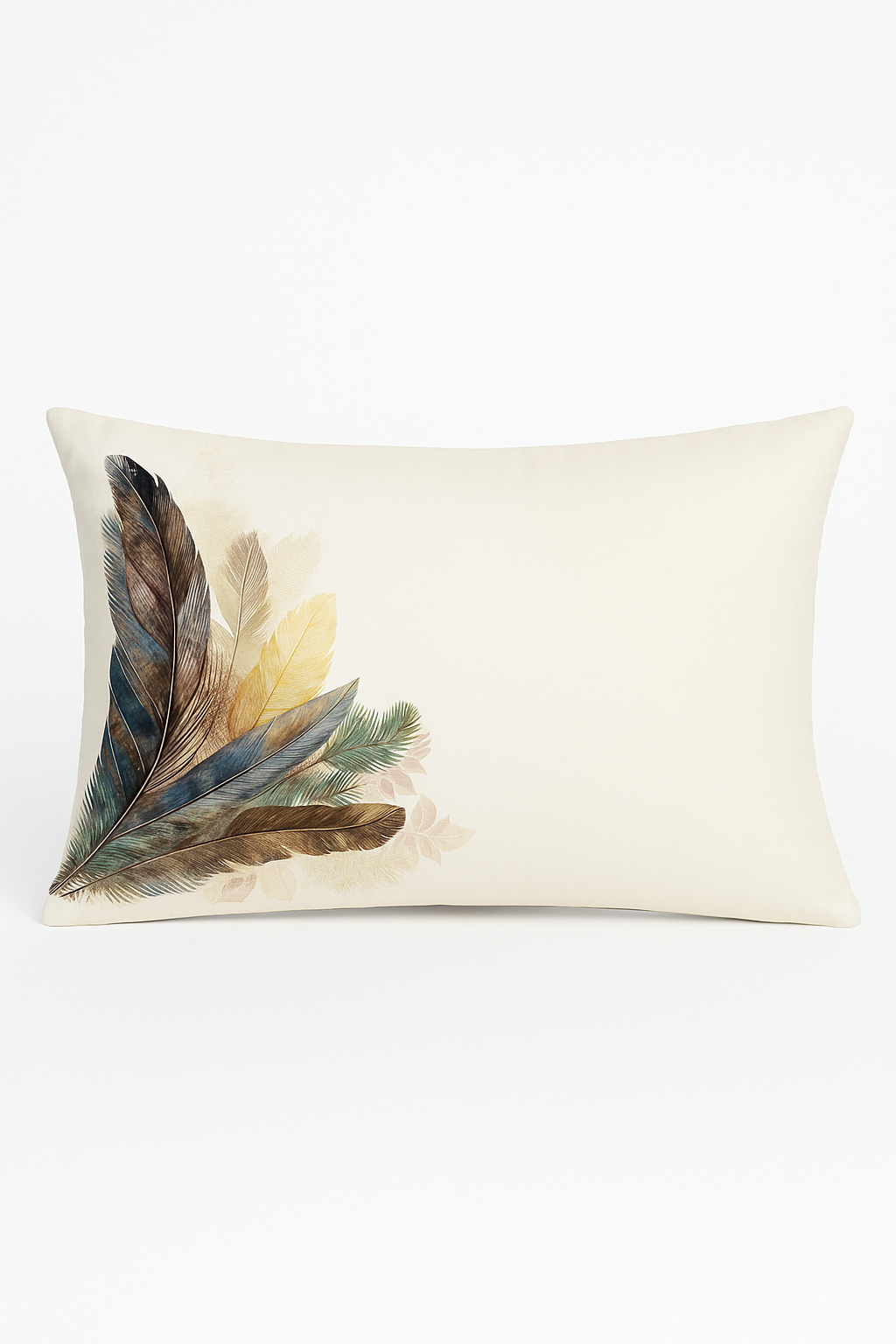 coussin décoratif rectangulaire motif plumes 30 x 50 cm