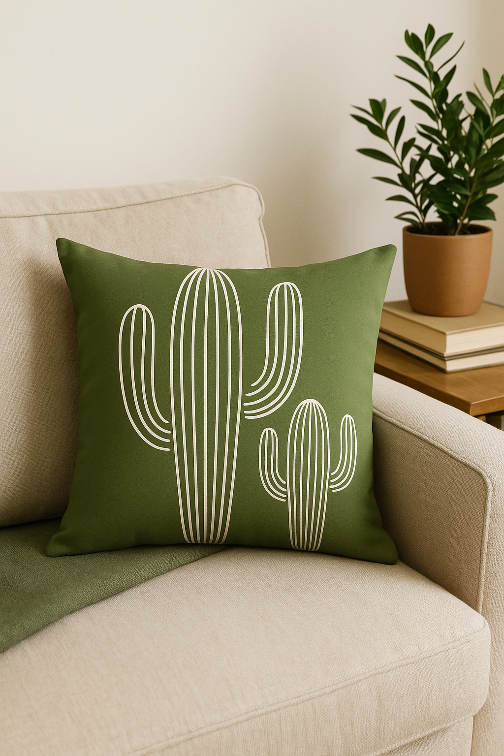 coussin décoratif vert à motif végétal pour un intérieur tendance et confortable - vue 3 sur 2