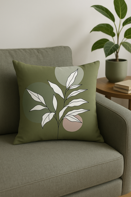 coussin motif plante verte housse de coussin confortable décoratif