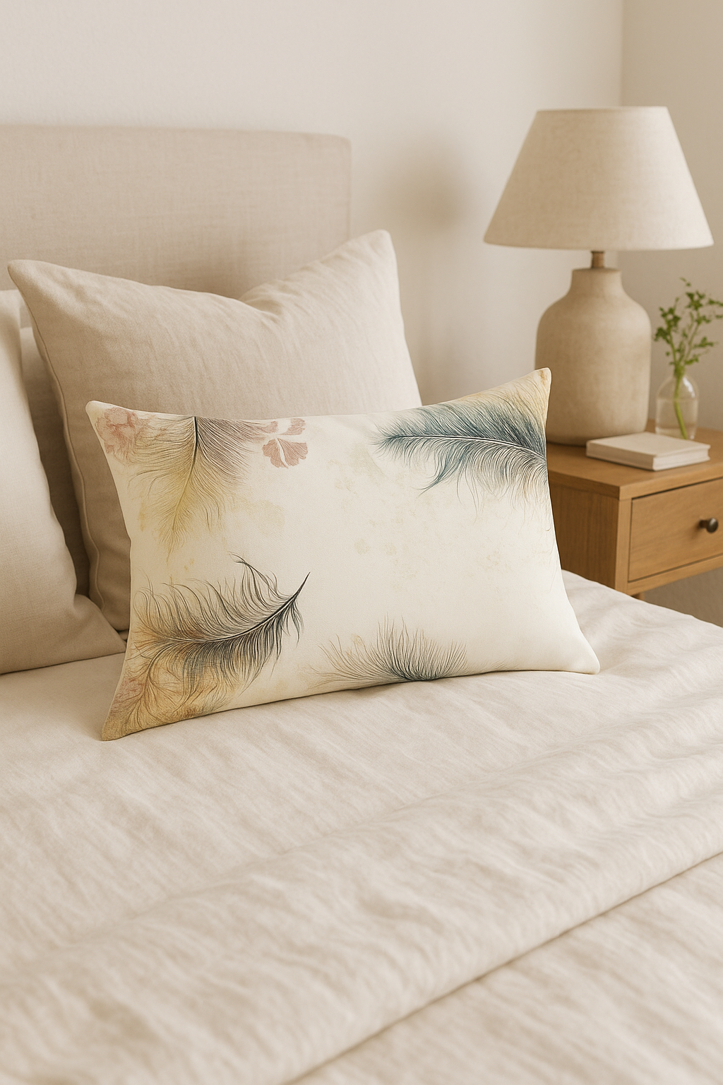 coussin rectangulaire motif plumes 30 x 50 cm décoratif - vue 3 sur 2