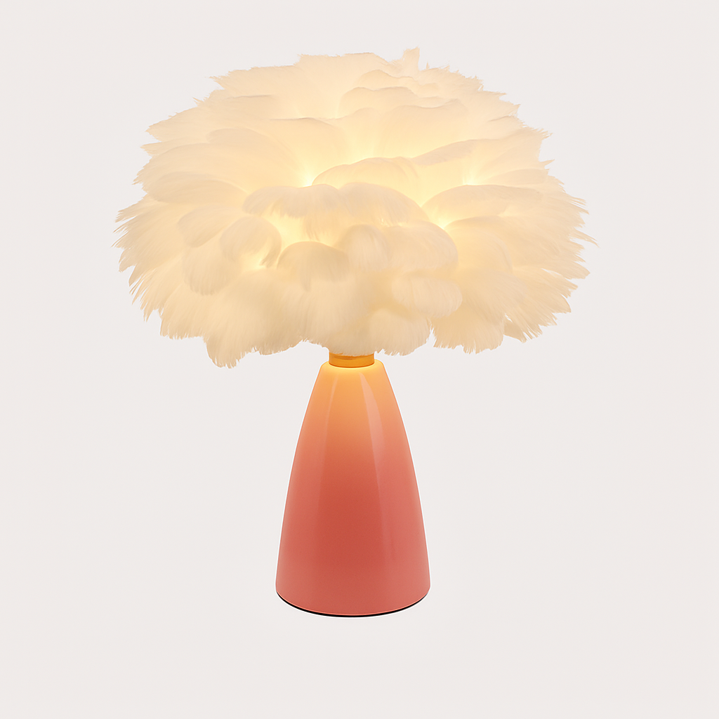 Creative Nordic desk lamp, warm bedroom feather lamp, fashionable and simple study ceramic decorative lamp