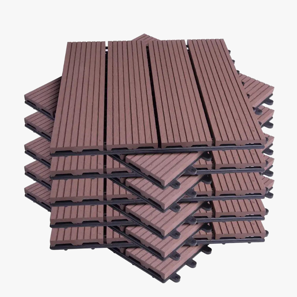 Dalles terrasse composite effet bois clipsables 30x30