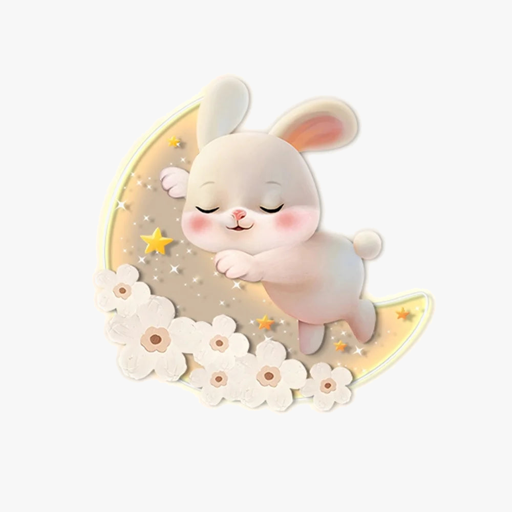 Dessin animé fraise lapin peinture décorative applique murale LED lampe filles chambre chevet atmosphère lumière enfants acrylique murale appliques