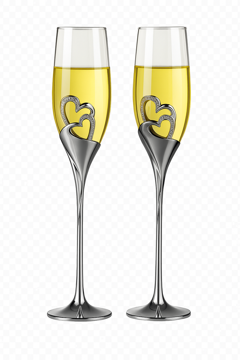 ensemble 2 flutes champagne mariage coeurs bord cristal