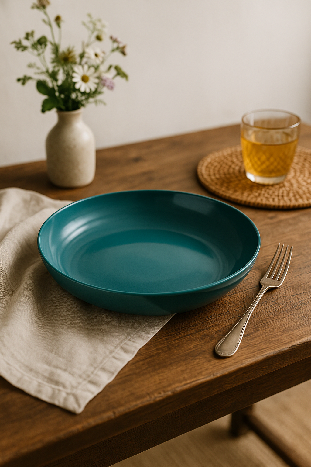 Ensemble 4 assiettes creuses plastique motif ble cuisine - vue 3 sur 3