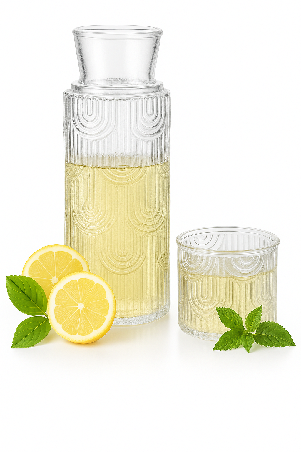 Ensemble carafe verre vintage avec gobelet chambre