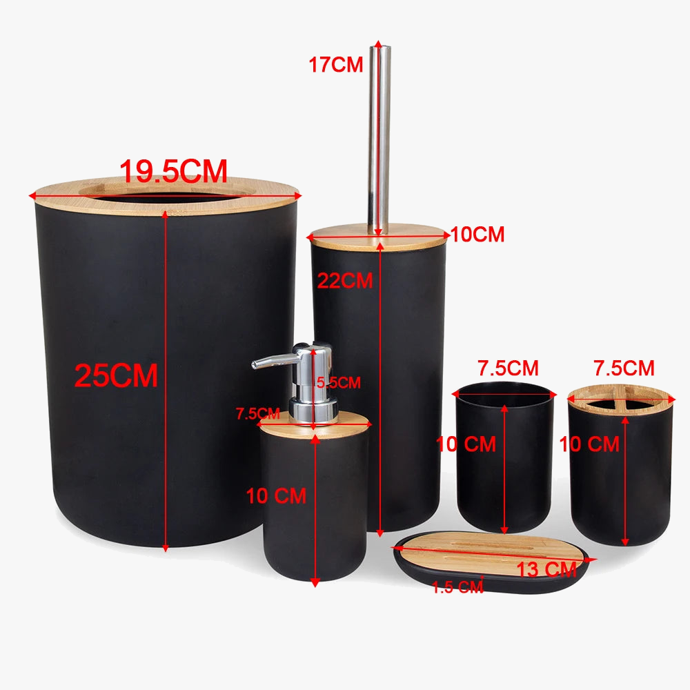 ensemble de rangement en plastique bambou pour salle de bain