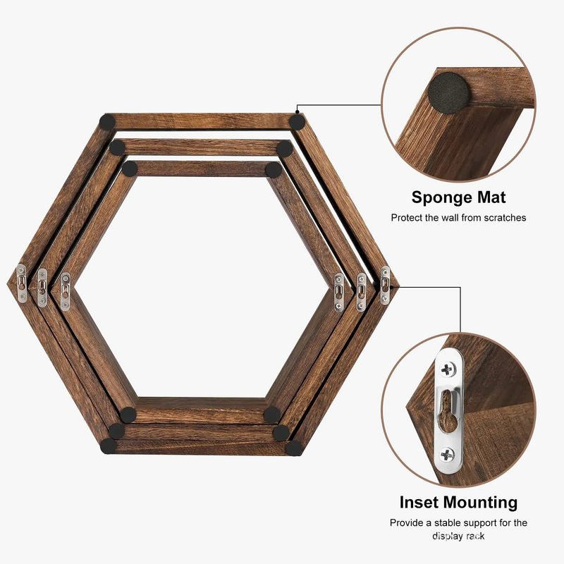 etagère murale hexagonale en bois pour plantes décoratives