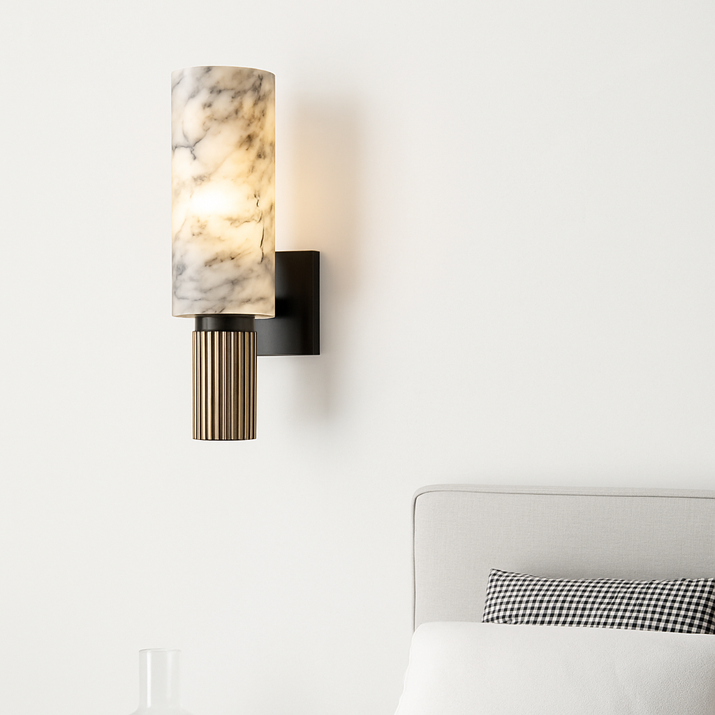 FSS moderne chinois marbre applique cuivre lumière luxe naturel marbre applique Villa allée couloir chambre étude applique - vue 5 sur 7