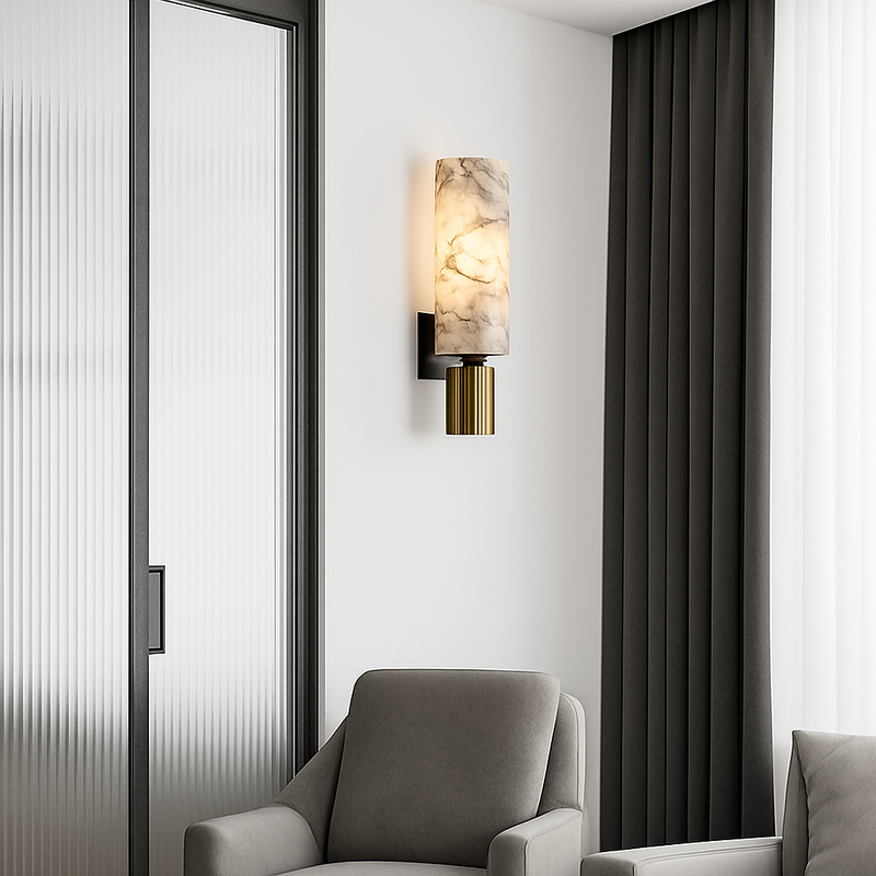 FSS moderne chinois marbre applique cuivre lumière luxe naturel marbre applique Villa allée couloir chambre étude applique