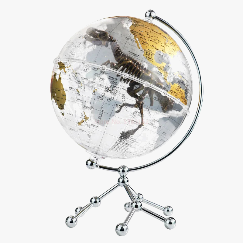globe en cristal bilingue rétro avec rotation 720 degrés cadeau haut de gamme