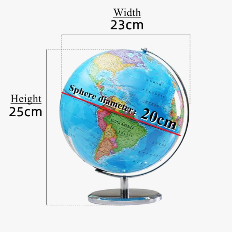 globe terrestre anglais lumineux avec impression HD et rotation 360 degrés