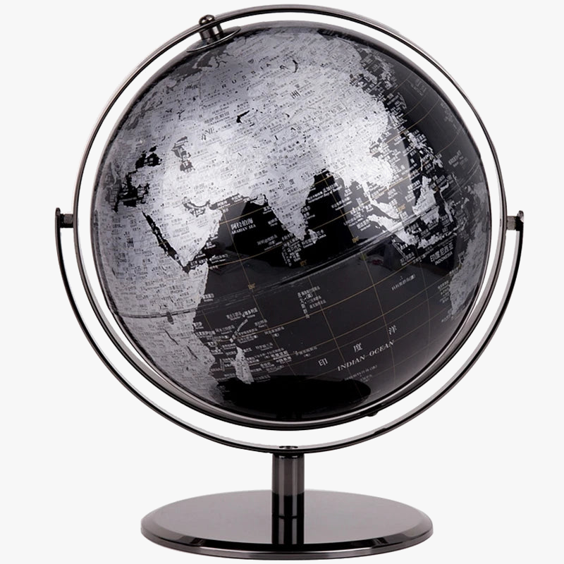 globe terrestre éducatif avec support en acier inoxydable et relief