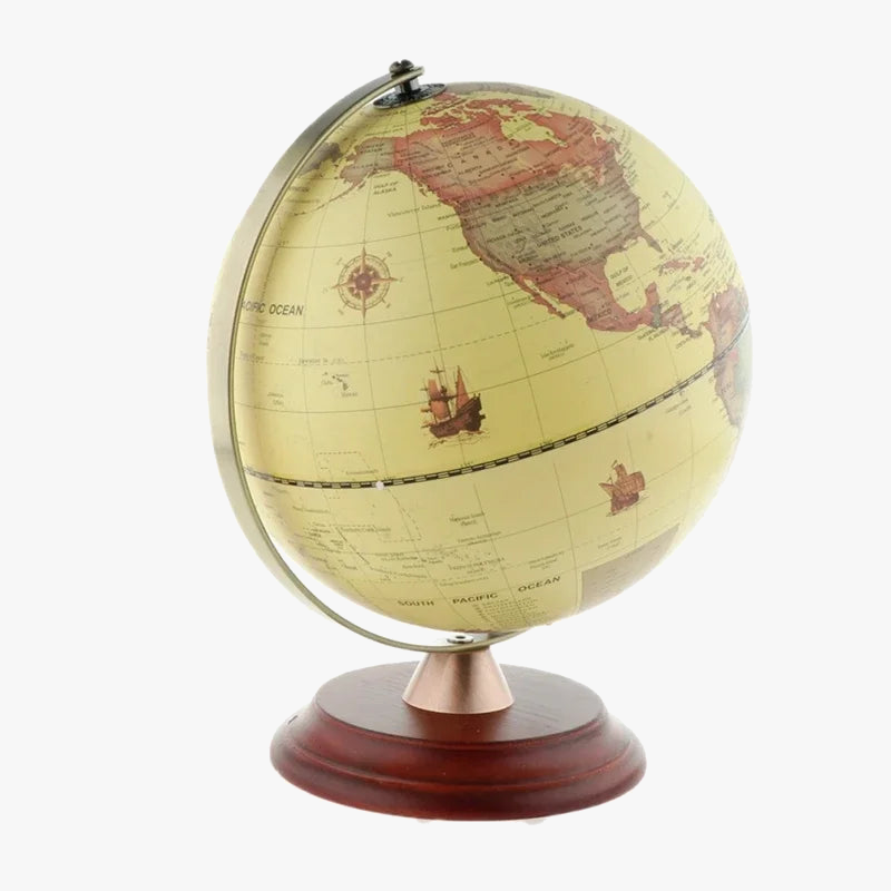 globe terrestre en bois avec lumière led décoration vintage et constellation