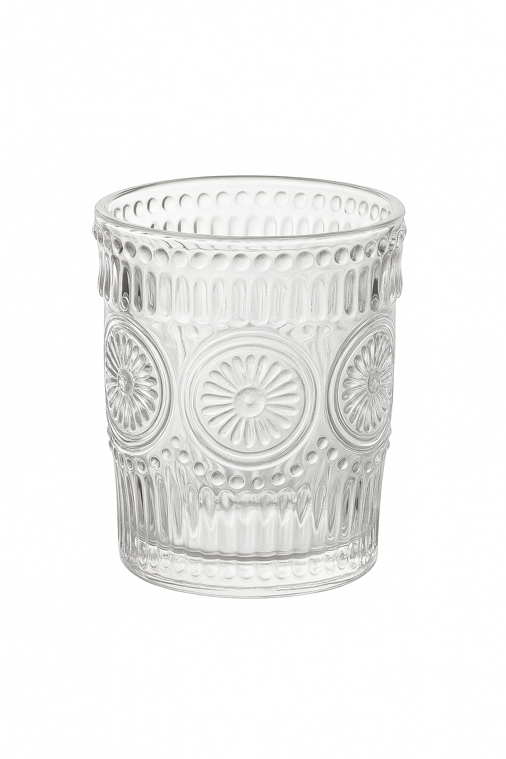 gobelet verre retro relief tournesol style nordique
