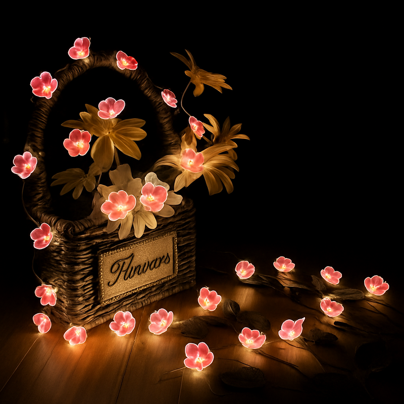 guirlande lumineuse 30 led cerisier rose pour décoration extérieure
