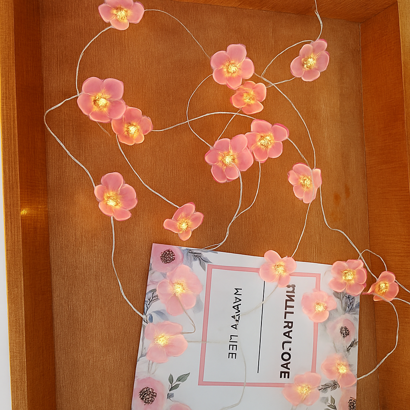 guirlande lumineuse 30 led cerisier rose pour décoration extérieure