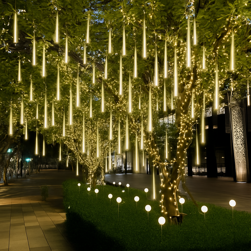 guirlande lumineuse led pluie de météores imperméable pour décoration festive