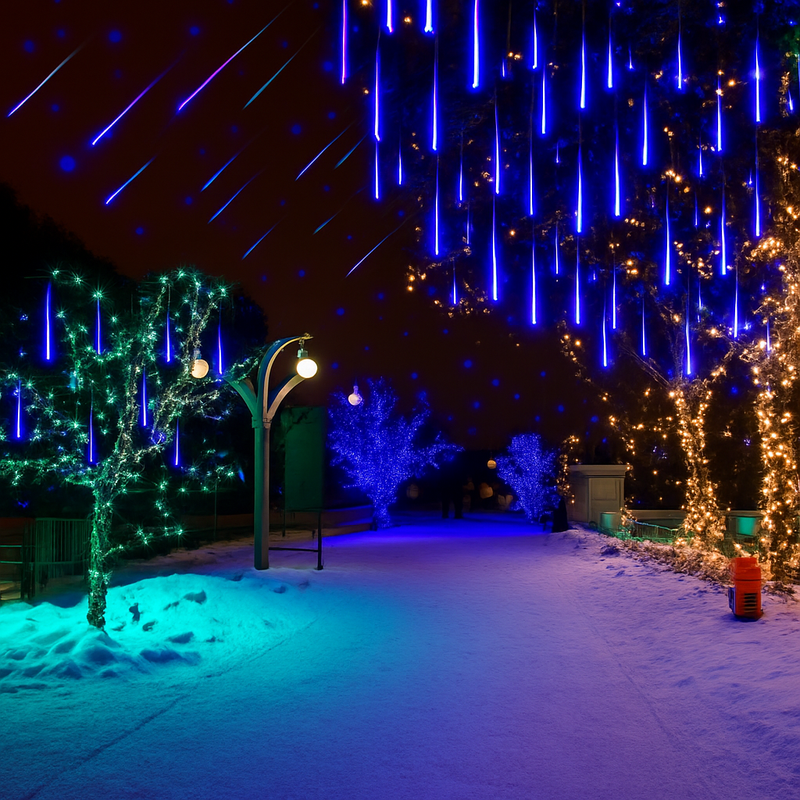 guirlande lumineuse led pluie de météores imperméable pour décoration festive