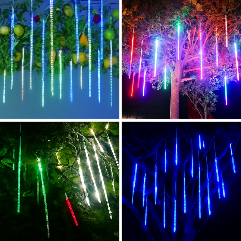 guirlande lumineuse led pluie de météores imperméable pour décoration festive